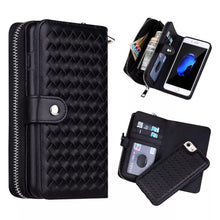 Load image into Gallery viewer, iPhone 7 / 8 BRG Woven Leather Purse 3 Card-Slot Detachable Case