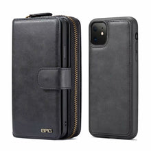 Load image into Gallery viewer, iPhone 11 BRG Leather Purse 12 Card-Slot Detachable Case