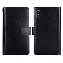 Load image into Gallery viewer, iPhone XR BRG Leather Wallet Flip 9 Card-Slot Detachable Case