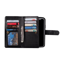 Load image into Gallery viewer, iPhone XR BRG Leather Wallet Flip 9 Card-Slot Detachable Case