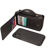 Load image into Gallery viewer, iPhone XR BRG Leather Purse 12 Card-Slot Detachable Case