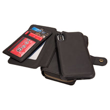 Load image into Gallery viewer, iPhone XR BRG Leather Purse 12 Card-Slot Detachable Case