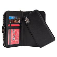 Load image into Gallery viewer, iPhone X / XS BRG Leather Purse 3 Card-Slot Detachable Case