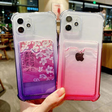 Load image into Gallery viewer, iPhone 12 Ombre Cardholder ShockProof Transparent Gradient Case