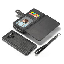 Load image into Gallery viewer, Samsung Galaxy Note 9 BRG Woven Leather Purse 3 Card-Slot Detachable Case