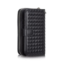 Load image into Gallery viewer, iPhone X / XS BRG Woven Leather Purse 3 Card-Slot Detachable Case