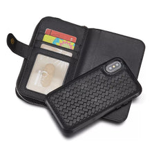 Load image into Gallery viewer, iPhone X / XS BRG Woven Leather Purse 3 Card-Slot Detachable Case