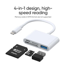 Load image into Gallery viewer, Joyroom 4-in-1 Card Reader S-H142 Lightning to USB OTG 12cm
