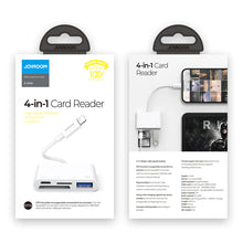 Load image into Gallery viewer, Joyroom 4-in-1 Card Reader S-H142 Lightning to USB OTG 12cm
