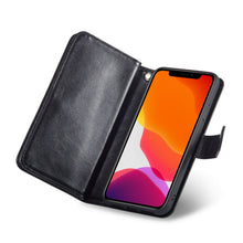 Load image into Gallery viewer, iPhone 11 BRG Leather Wallet Flip 9 Card-Slot Detachable Case
