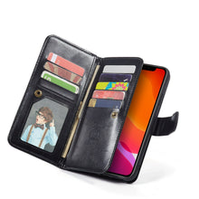 Load image into Gallery viewer, iPhone 11 BRG Leather Wallet Flip 9 Card-Slot Detachable Case
