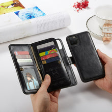 Load image into Gallery viewer, iPhone 11 BRG Leather Wallet Flip 9 Card-Slot Detachable Case

