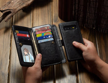 Load image into Gallery viewer, Samsung Galaxy S10 Plus BRG Leather Wallet Flip 9 Card-Slot Detachable Case
