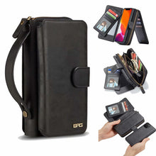 Load image into Gallery viewer, iPhone 11 Pro Max BRG Leather Purse 12 Card-Slot Detachable Case
