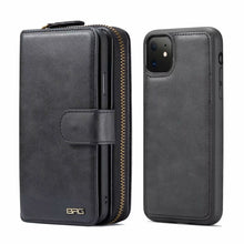 Load image into Gallery viewer, iPhone 11 Pro Max BRG Leather Purse 12 Card-Slot Detachable Case
