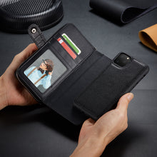 Load image into Gallery viewer, iPhone 11 Pro BRG Leather Purse 3 Card-Slot Detachable Case
