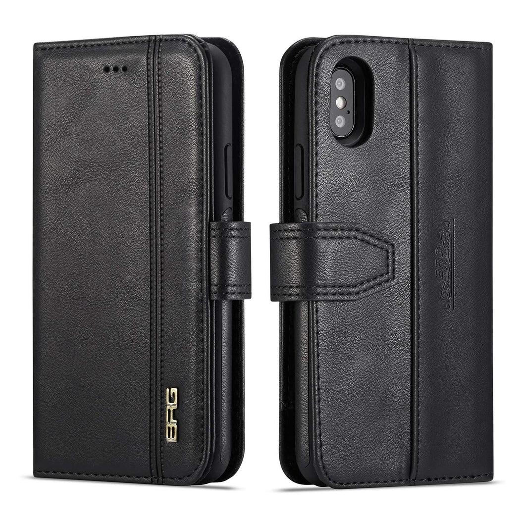 iPhone XS Max BRG Leather Wallet 2 Card-Slot Detachable Case