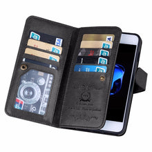 Load image into Gallery viewer, iPhone 7 Plus / 8 Plus BRG Leather Wallet Flip 9 Card-Slot Detachable Case
