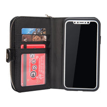 Load image into Gallery viewer, iPhone XS MAX BRG Leather Purse 3 Card-Slot Detachable Case
