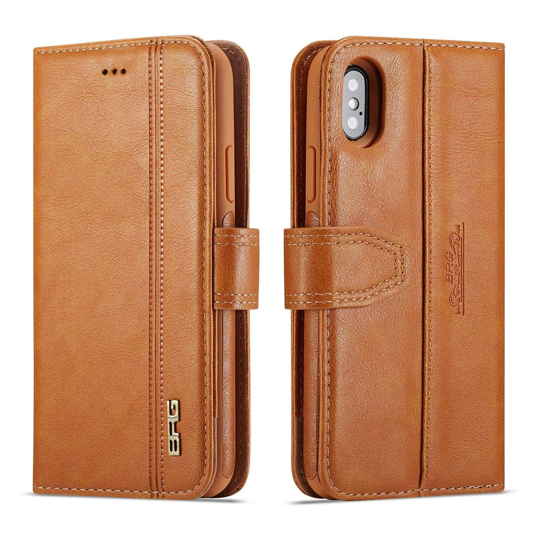 iPhone 6 / 7 / 8 BRG Leather Wallet 2 Card-Slot Detachable Case