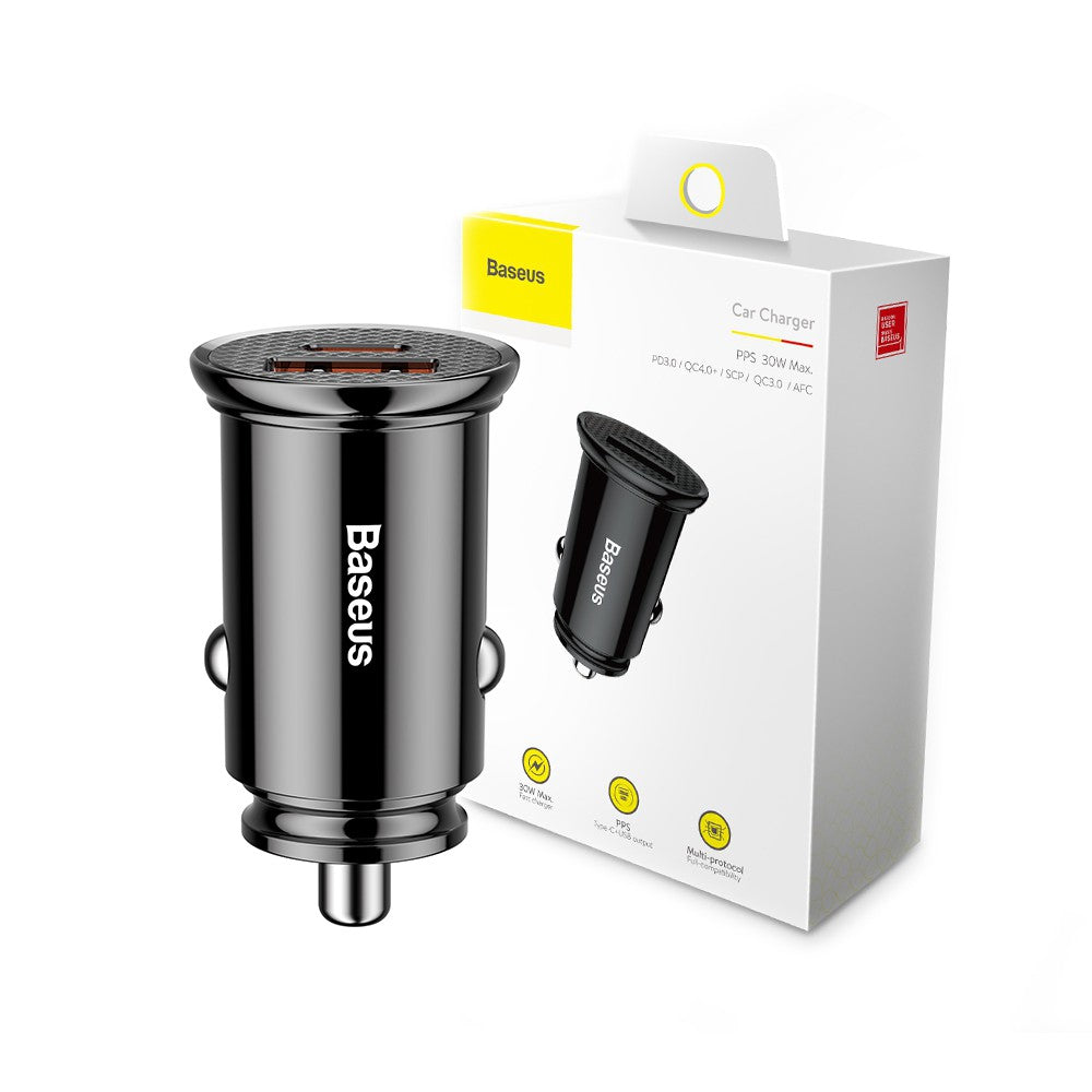 Baseus Circular Plastic A+C 30W PPS Car Charger - Black