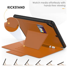 Load image into Gallery viewer, iPad 7 (10.2") Card-Holder Full Body Protection Flip Case - Brown
