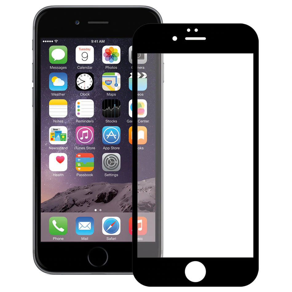 iPhone 6 Plus / iPhone 6s Plus Full Glue Coverage 9H Tempered Glass Screen Protector - Black