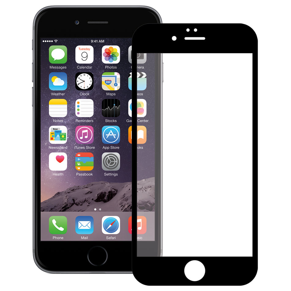 iPhone 6 / iPhone 6s Full Glue Coverage 9H Tempered Glass Screen Protector - Black