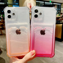 Load image into Gallery viewer, iPhone 7 / 8 / SE Ombre Transparent Cardholder Case Gradient
