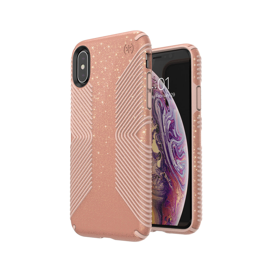 iPhone X / XS Speck Presidio Grip + Glitter Protective Case - Bella Pink