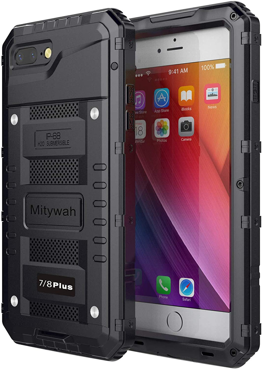 iPhone 8 Plus IP68 Waterproof Heavy Duty Protection Case - Black