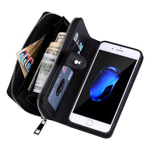 Load image into Gallery viewer, iPhone 7 / 8 BRG Woven Leather Purse 3 Card-Slot Detachable Case
