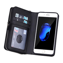 Load image into Gallery viewer, iPhone 7 / 8 BRG Woven Leather Purse 3 Card-Slot Detachable Case
